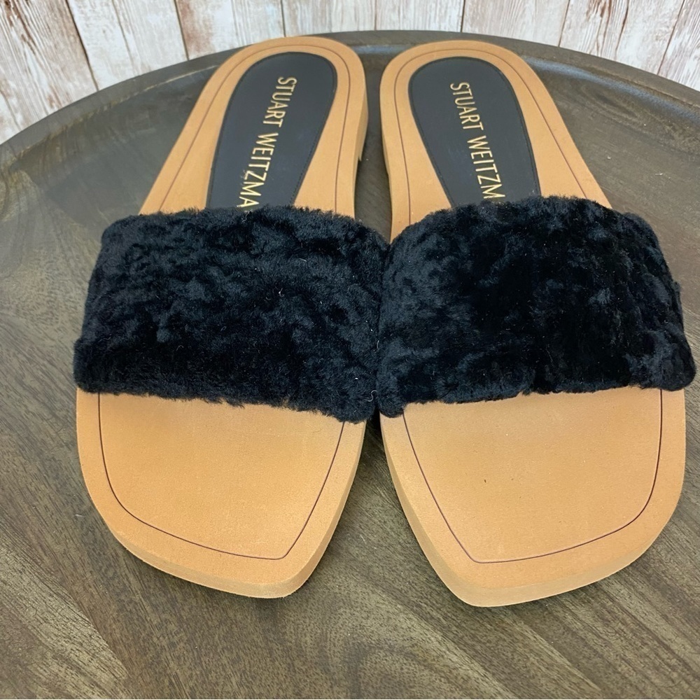 Stuart Weiztman Cammy Shearling Strap Slide Sanda… - image 3